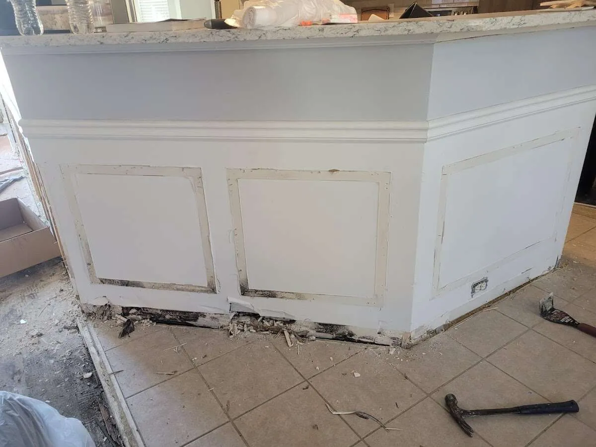 Water damage and mold on kitchen during Storm Damage Restoration in Fallston